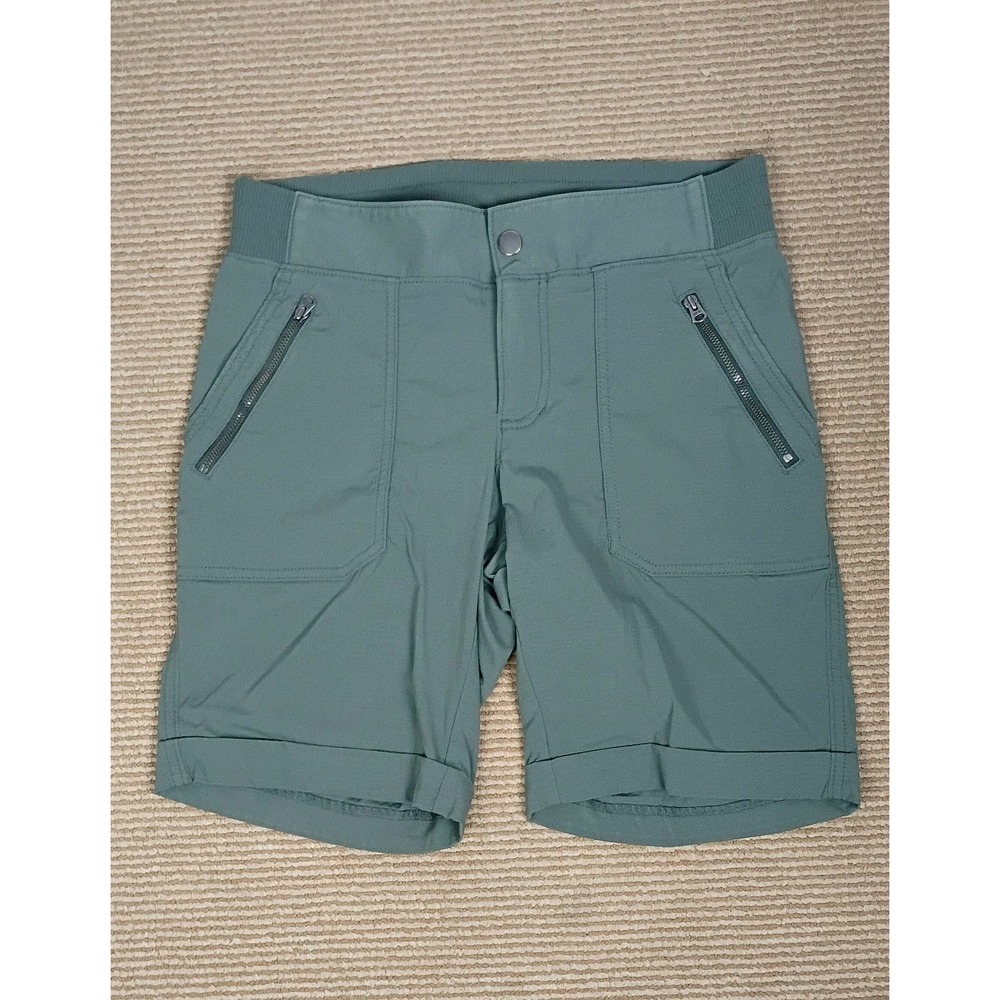 Athleta Trekkie Mid-rise Bermuda Shorts Women's Sz 6 Hiking Green Elastic waist